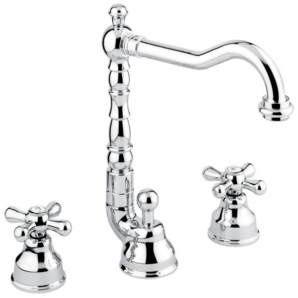 12643OR Смеситель Deco Old с донным клапаном для раковины на 3 отверстия, цвет золото EMMEVI Decò old