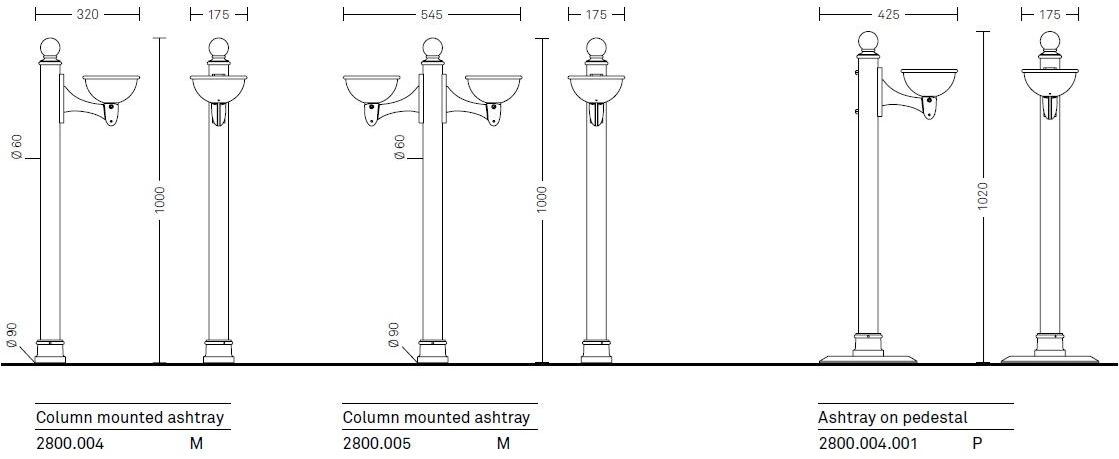 Neri Чугунная пепельница для общественных мест Melia 2800  - Вид №2