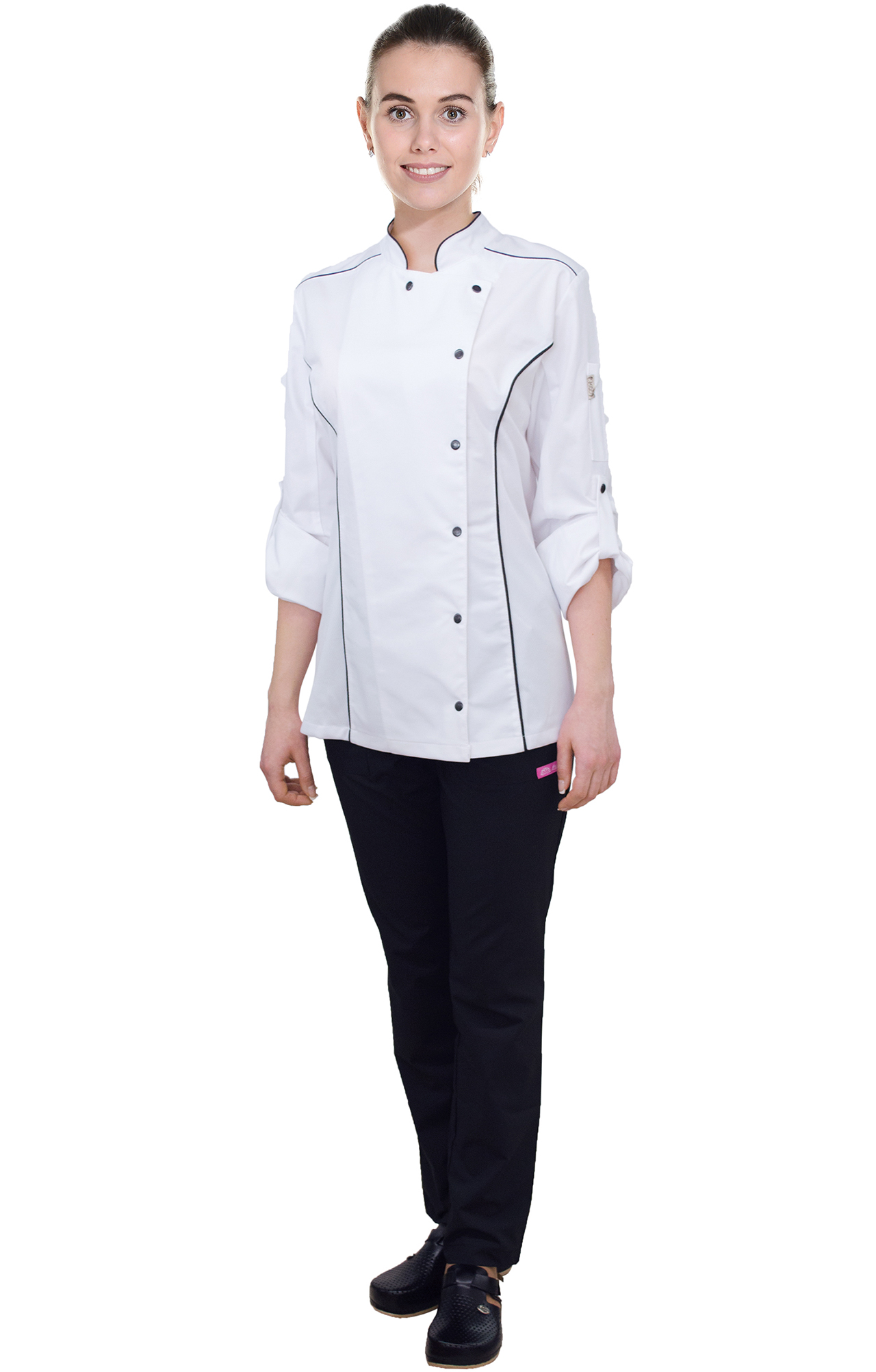67687 Китель поварской женский цвет white (белый) RICON  Одежда для поваров  размер 42 (XS)  - Вид №5