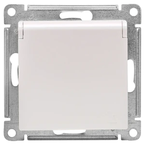 Розетка встраиваемая Systeme Electric AtlasDesign с заземлением с крышкой и шторками цвет жемчужный