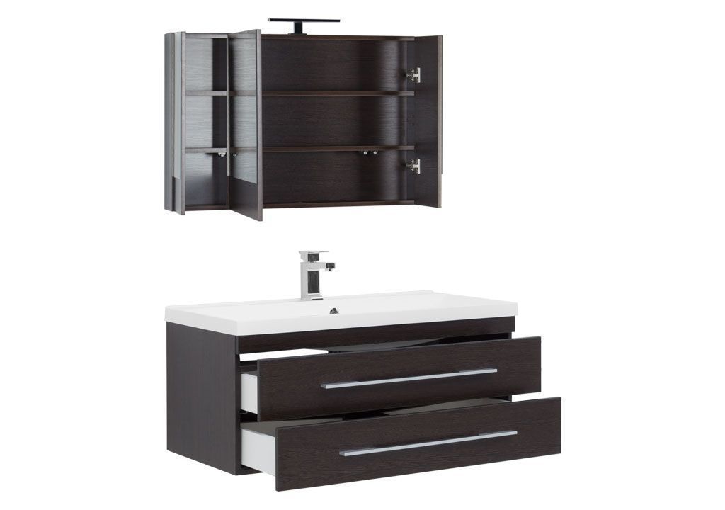 Комплект мебели для ванной Aquanet Нота NEW 100 венге (камерино) 00230304 - Вид №1