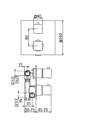 PE970902015 Смеситель для душа термостатический Webert Pegaso - Вид №1