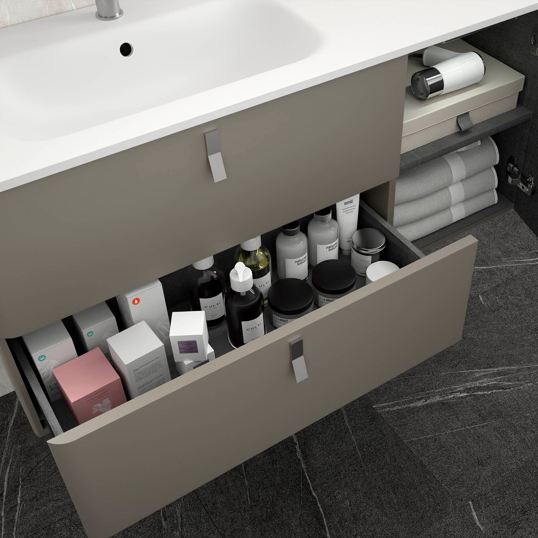 24630 SALGAR Мебель для умывальника UNIIQ 1200 правая MATT MOKA Мэтт Тауп  - Вид №4