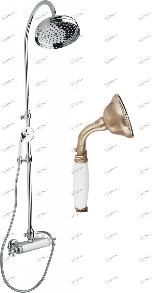 Душевая стойка с термостатическим смесителем, верхним и ручным душем CEZARES GOLF-CD-T-02