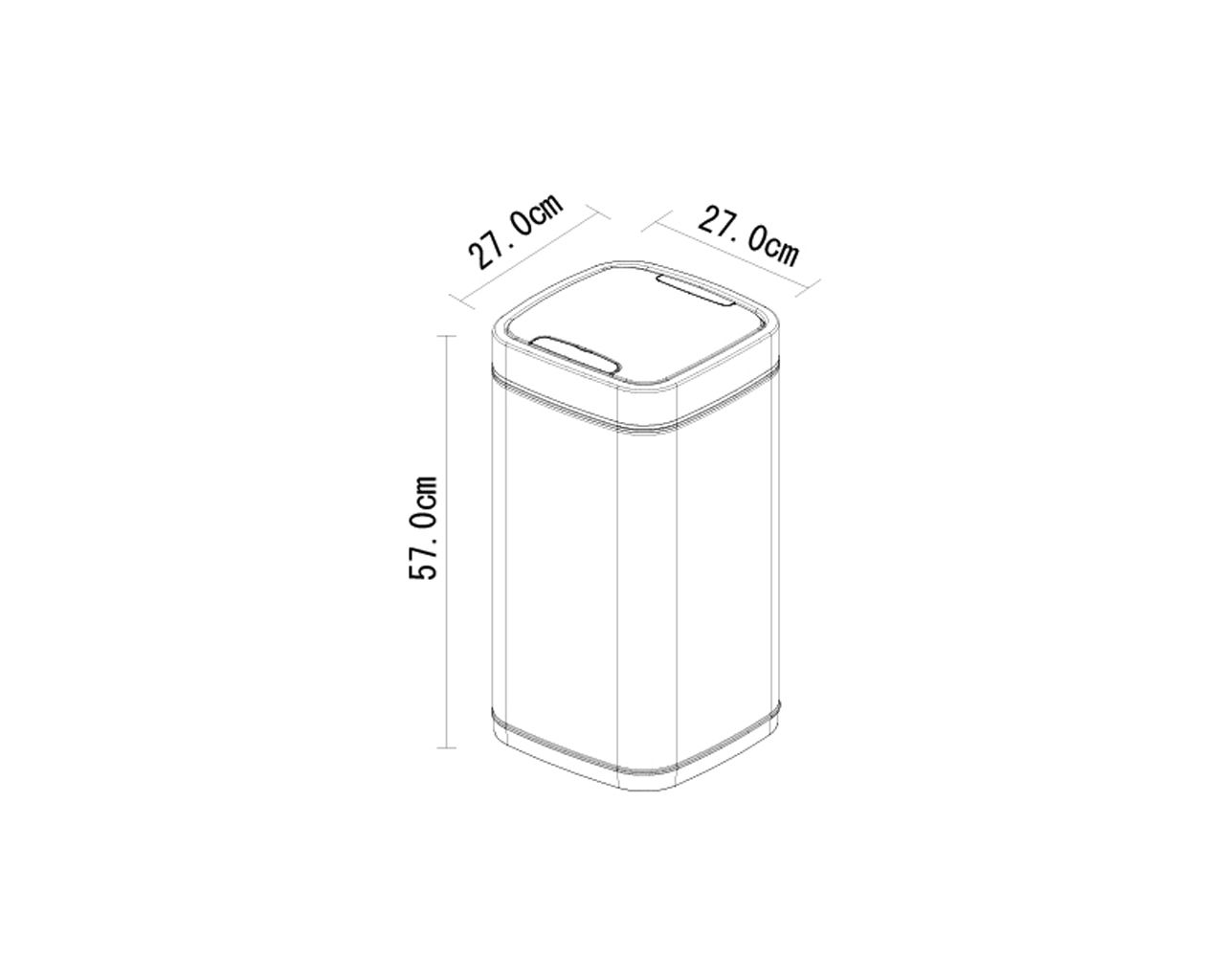 KIM505 Автоматическая корзина SENSOR, бесконтактная, квадратная, 21 л, матовая сталь Merida  - Вид №1