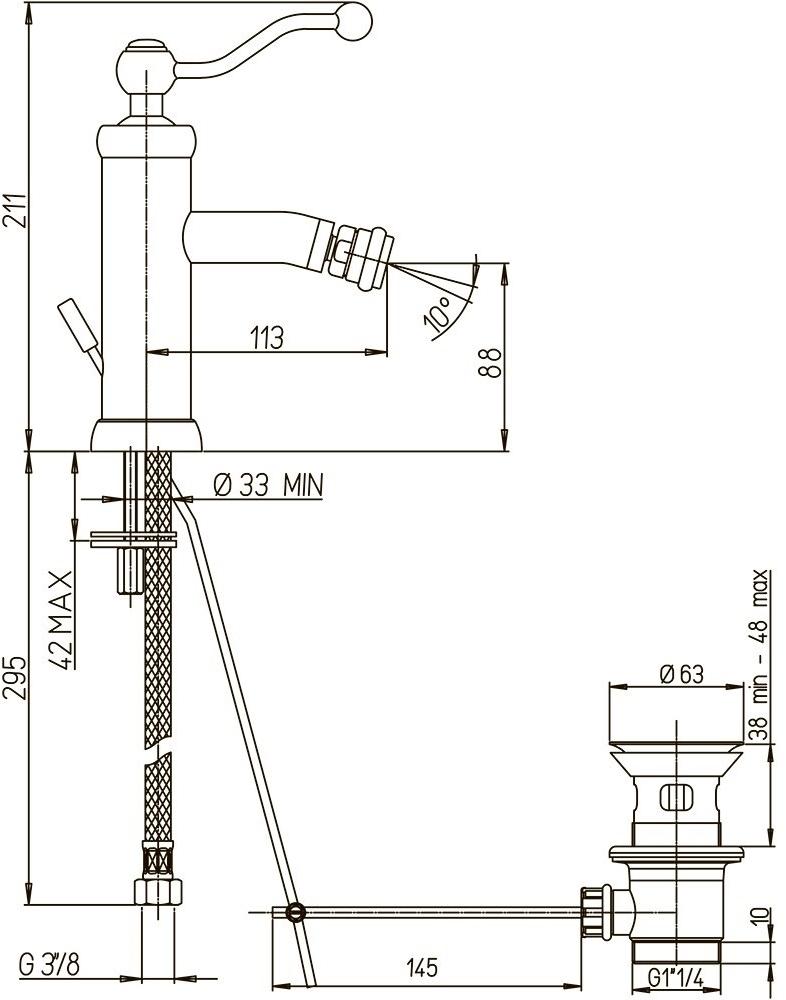 Paini Duomo 88F3306KM смеситель для биде - Вид №2