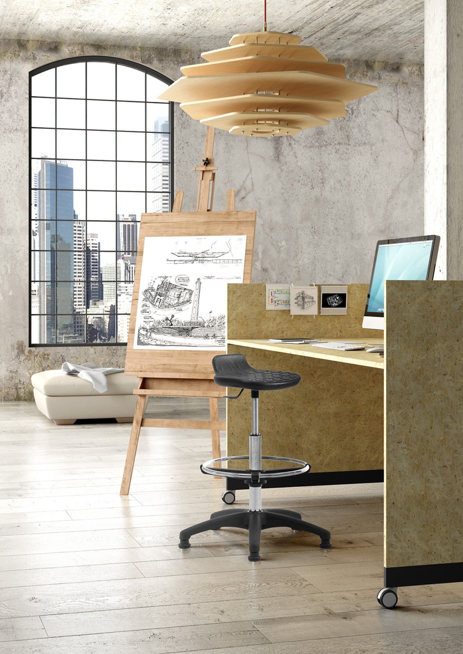 Полиуретановый регулируемый по высоте офисный стул со спинкой Leyform Officia ARCH-00078187 - Вид №2