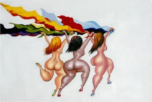 Картина на холсте 100х150 см "Навстречу приключениям" EVENHOME КАРТИНЫ МАСЛОМ 129749 Голубой;желтый;красный;разноцветный