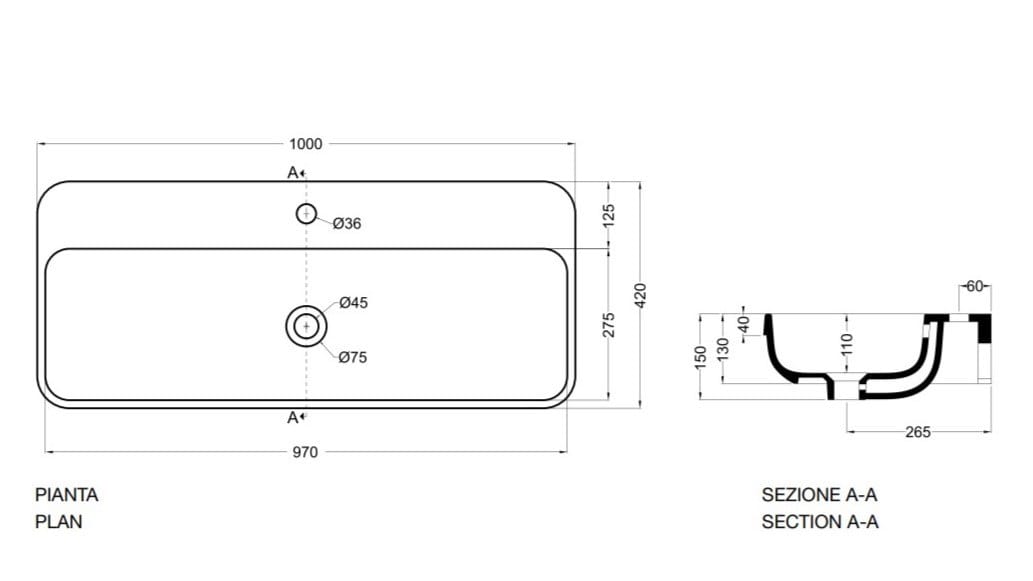 Прямоугольная керамическая раковина с переливом Axa Legacy ARCH-00138648 - Вид №21