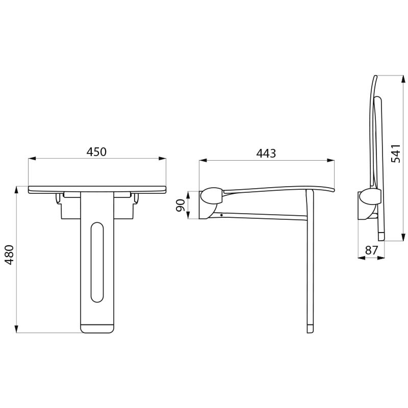 511930C Откидное сиденье для душа Be-Line с ножкой DELABIE  - Вид №1