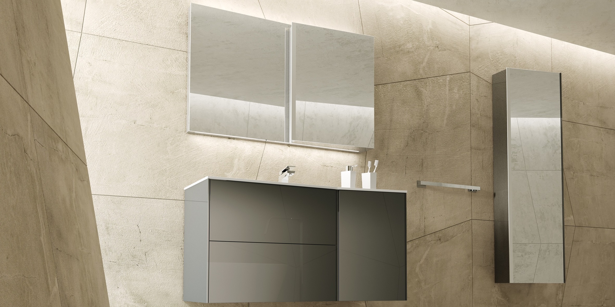 Sonia Пенал настенный FRACTAL METAL ANTRACITA 154999 - Вид №1