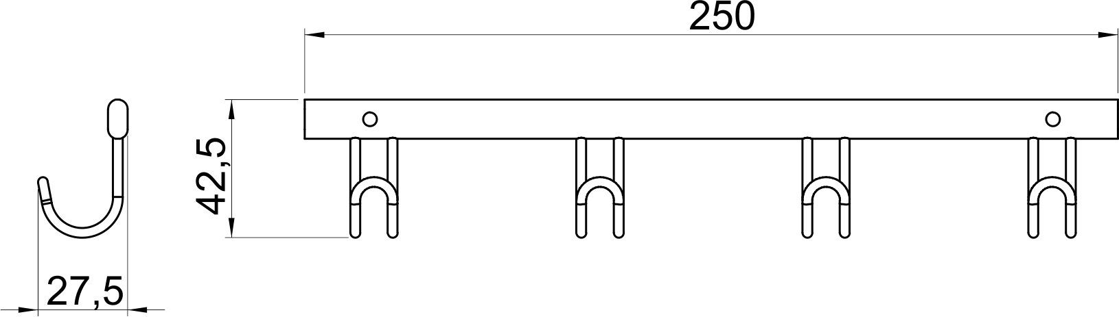 Крючок четверной Novaservis Metalia Wire programme 6043.0 хром 60430 - Вид №1