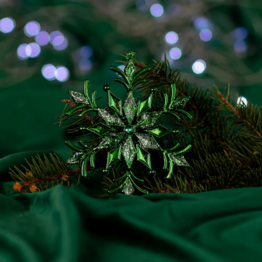 89377716 Новогоднее украшение Снежинка 364 зелено-серебристый STLM-1364875 Santreyd 
