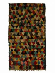 AFOLKI Прямоугольный шерстяной коврик с длинным ворсом и геометрическими мотивами Boucherouite Taa1047be