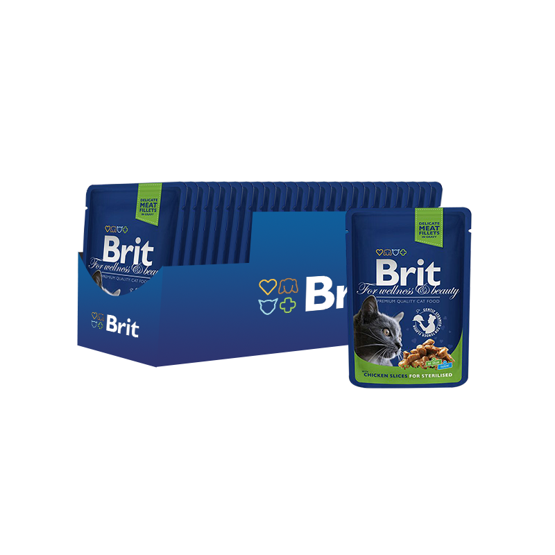 ПР0033697*24 Корм для кошек Premium Cat Курица для стерилизованных кошек конс. пауч (упаковка - 24 шт) Brit 