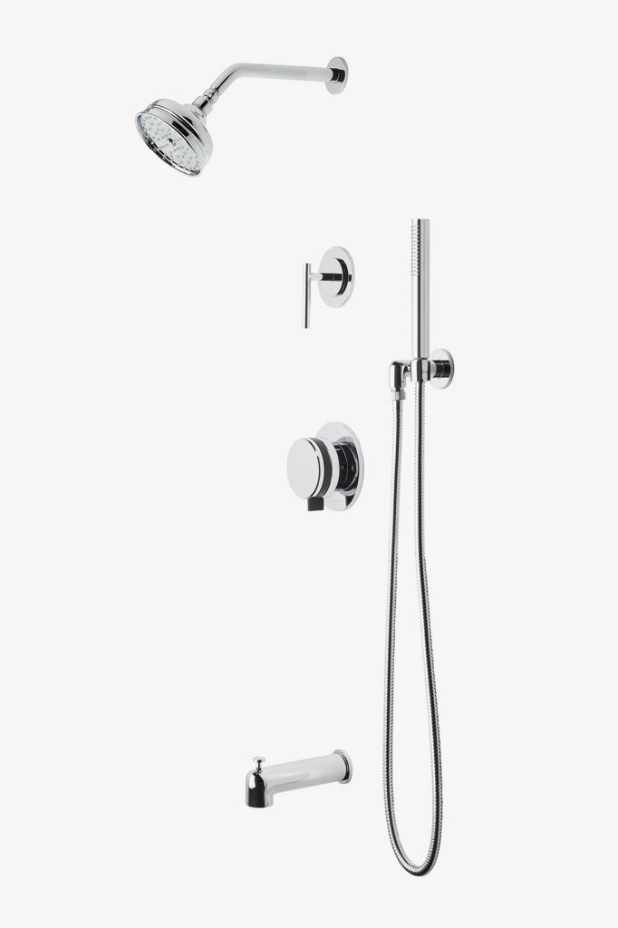 DBSP17 Душевая система с балансировкой давления в децибелах с 5-дюймовой розеткой для душа, ручным душем, изливом ванны и рукояткой с переключателем Waterworks 