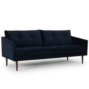 Диван трехместный Anton с ножками из дуба/грецкого ореха, темно-голубой