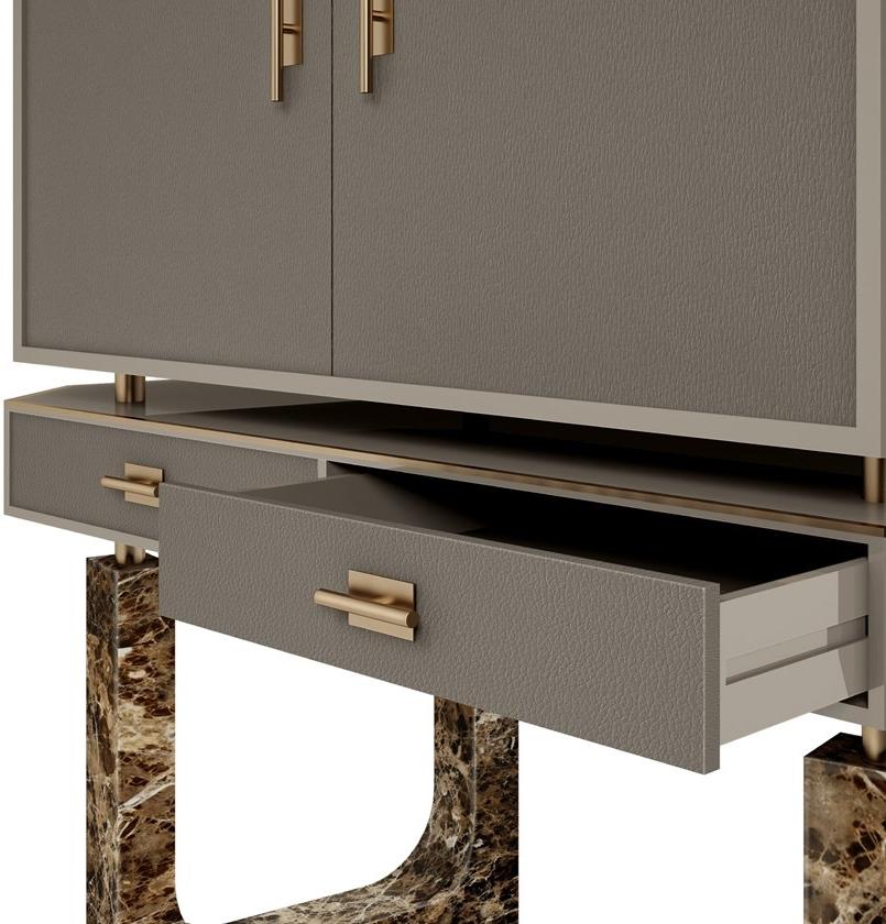 Porustudio Барный шкаф с дверцами и ящиками, обтянутыми кожей Lincoln sun-id-1445971 - Вид №3