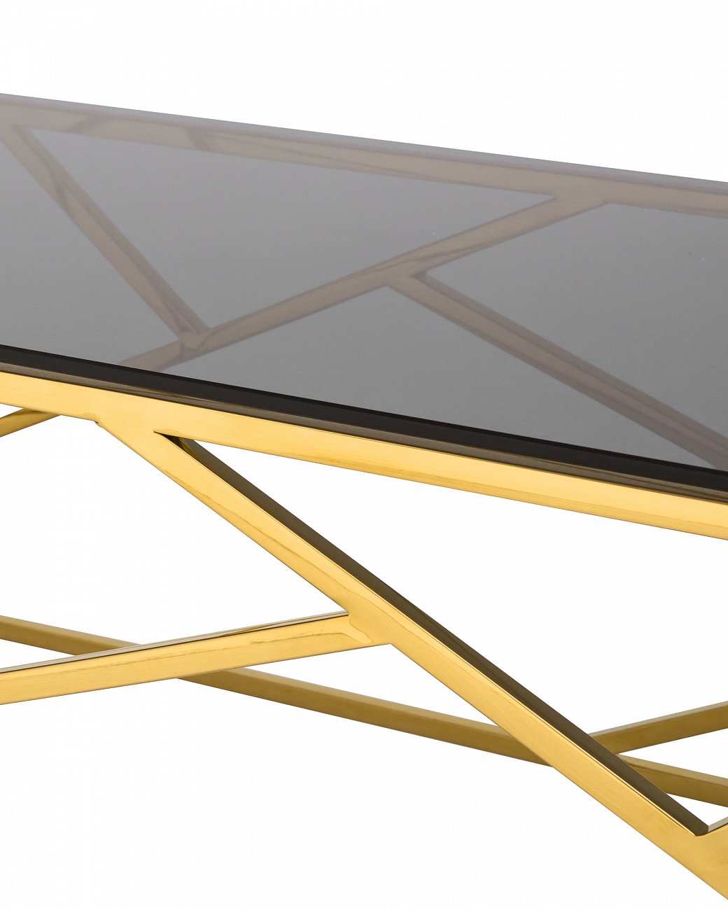 Журнальный столик стеклянный дымчатый с основанием золото 120х60 см "Арт Деко" STOOL GROUP  00-3881899 Золото  - Вид №3