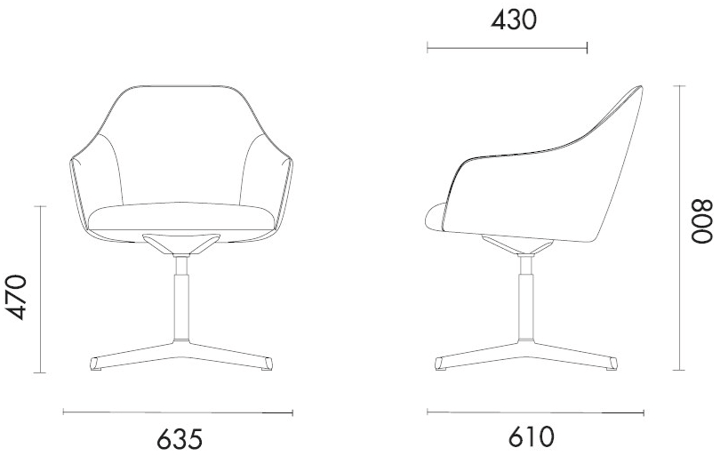 Grado Design Вращающееся кресло из ткани с 4 спицами и подлокотниками Lord Lod-ch-09-4s - Вид №7