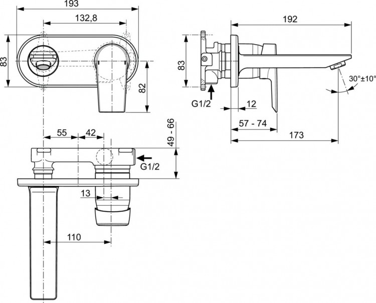 A6578AA Встраиваемый смеситель для раковины Ideal Standard TESI - Вид №7