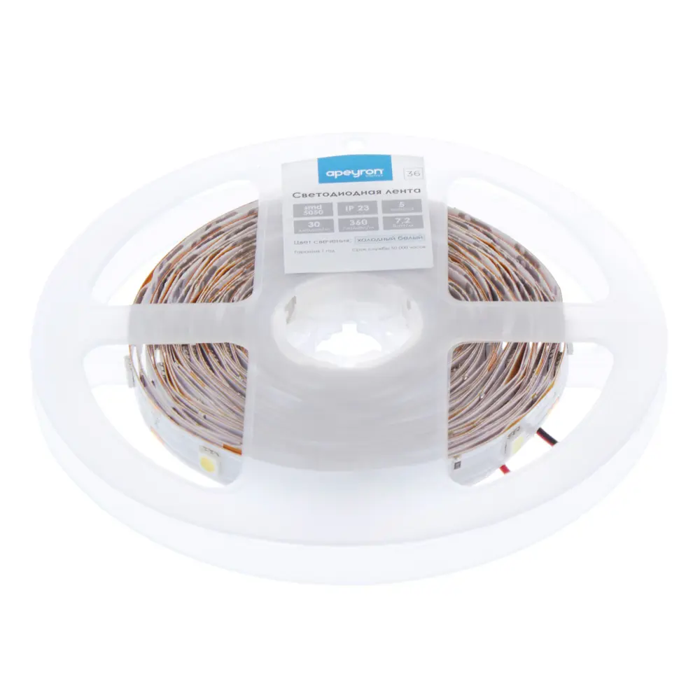 Светодиодная лента smd 5050 7.2Вт/30LED/м свет холодный белый IP23 16635334 STLM-2103859 APEYRON 