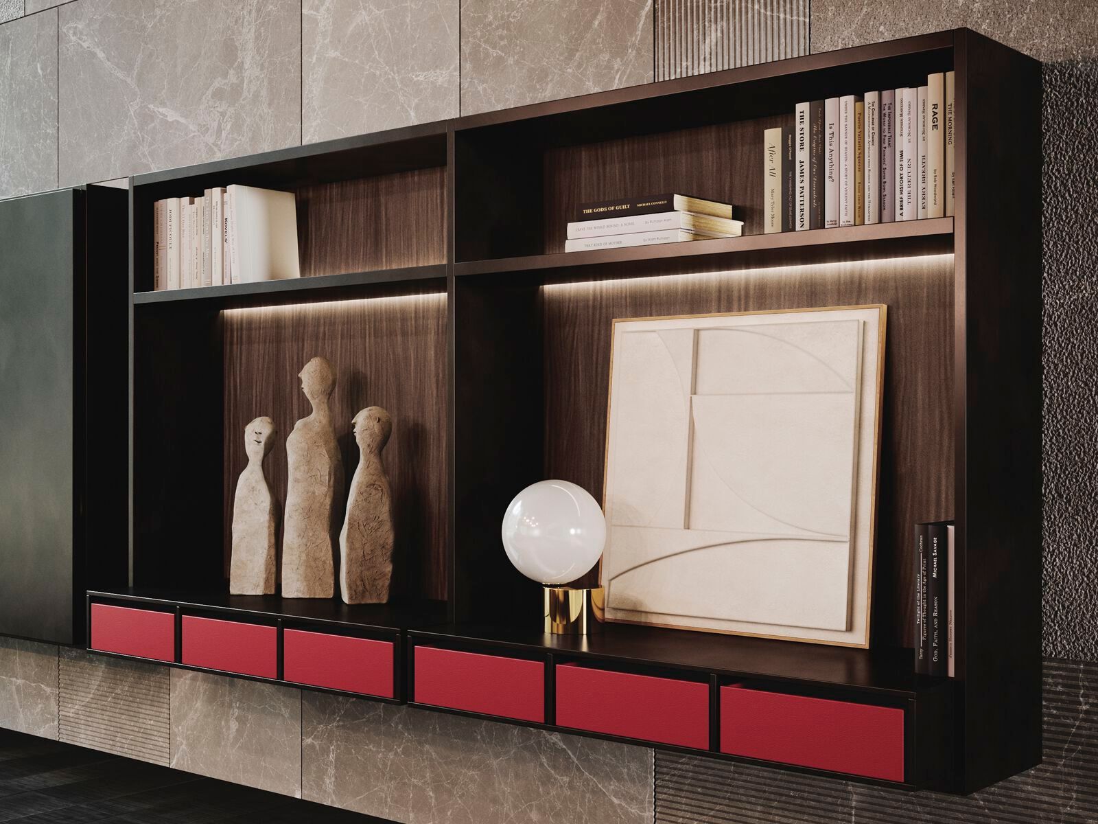 Дневной подвесной книжный шкаф с освещением Guzzini & Fontana House of Guitar ARCH-00015435