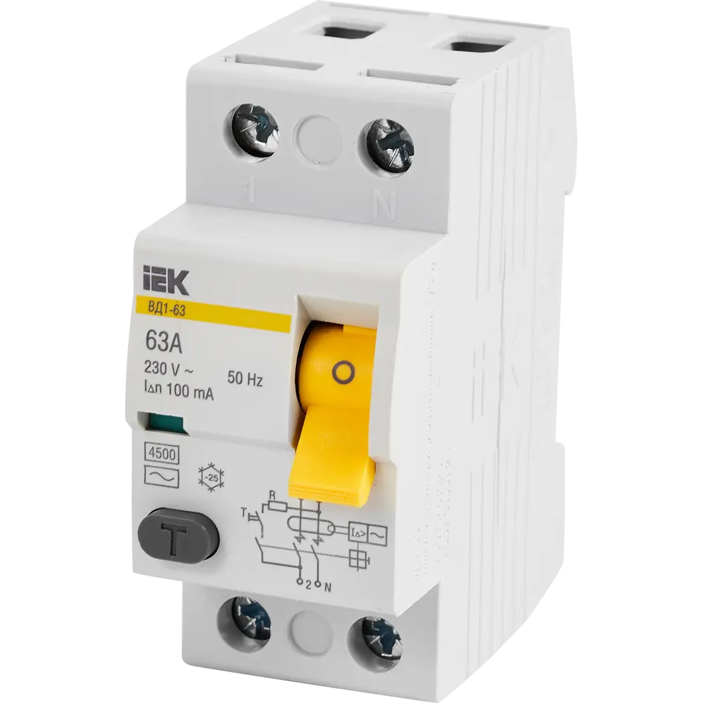 УЗО IEK ВД1-63 2Р 63 А 100 мА 4.5 кА AC 82309851 STLM-2090746  - Вид №1