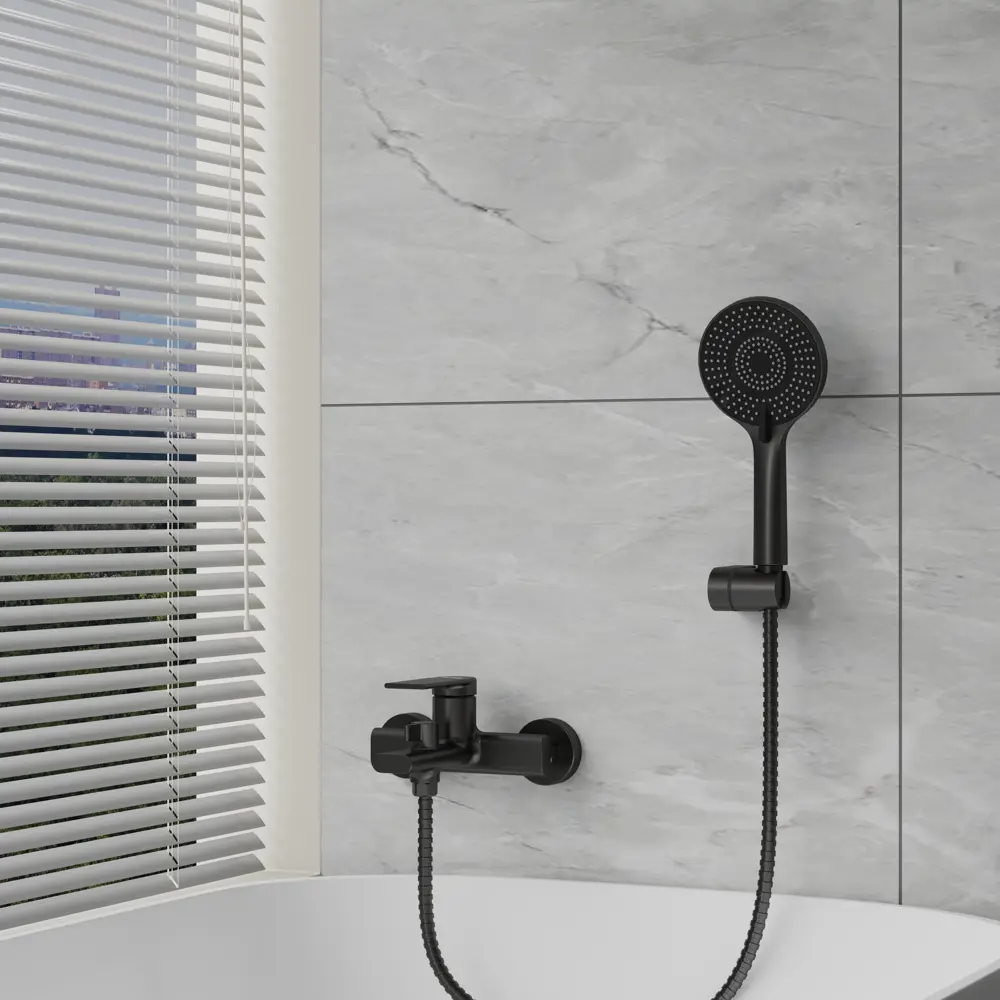 Смеситель для ванны FRAP ARNE черный с лейкой и шлангом 89400931 STLM-1574790 - Вид №2