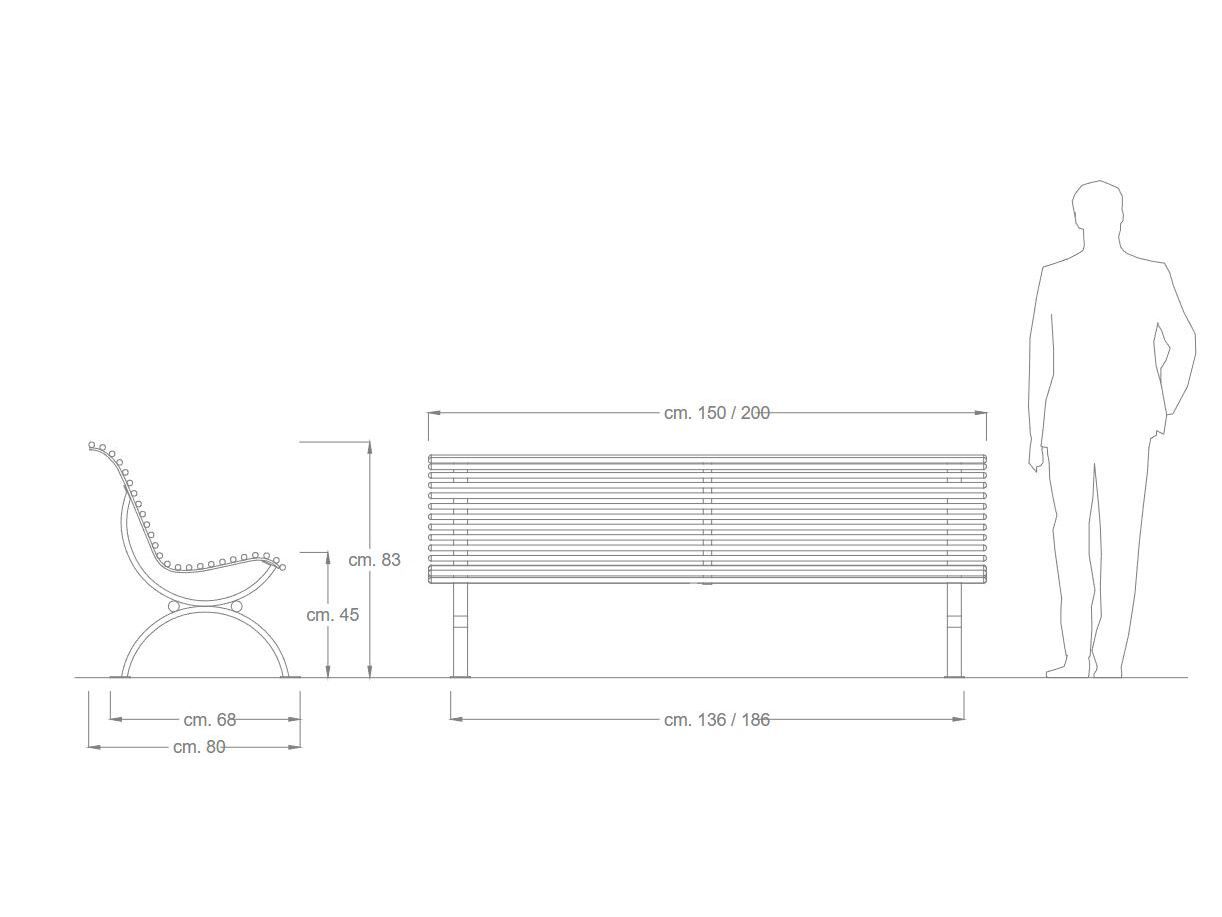 Металлическая прямая скамья со спинкой DIMCAR ARCH-00147343 - Вид №2