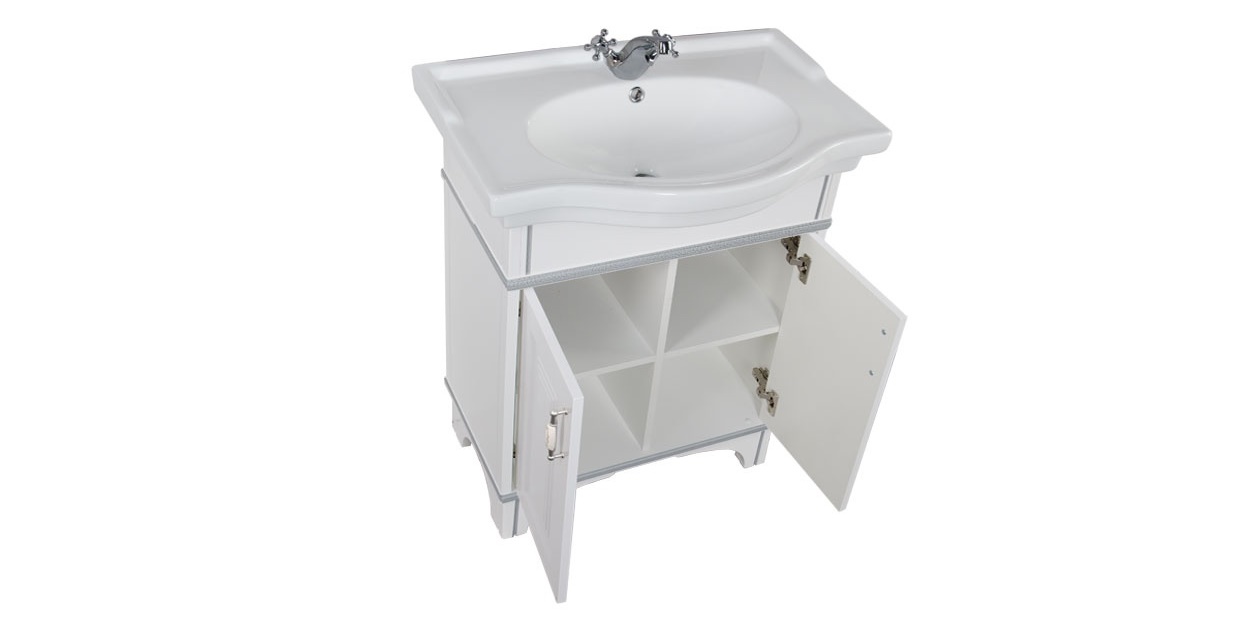 Комплект мебели Aquanet Валенса 80 белый краколет/серебро 00180456 - Вид №3