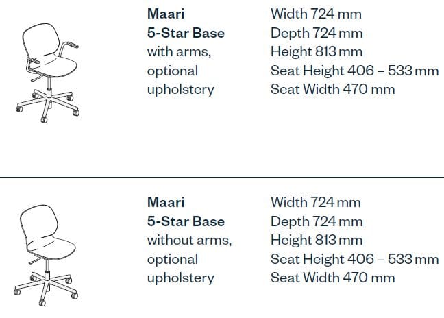 5 спиц рециркулированный материал мягкий операционный офисный стул с колесами Haworth Maari ARCH-00042473 - Вид №6