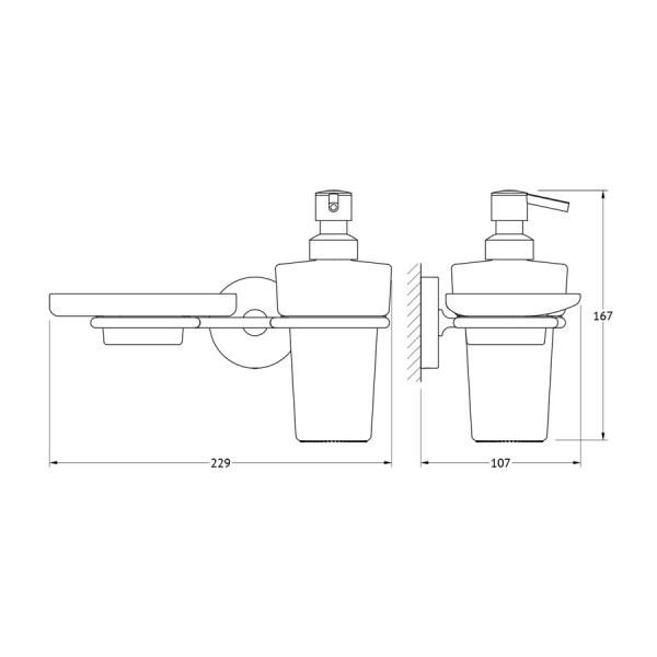 Держатель с матовыми дозатором 250 мл и мыльницей Ellux ELEGANCE ELE 008-C04 sun-id-561292 - Вид №1