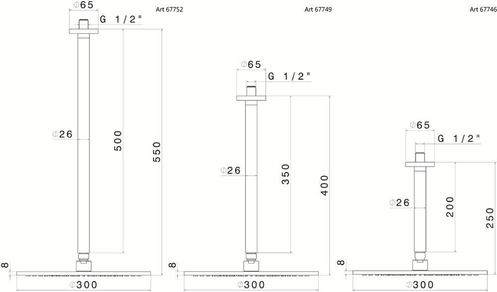 newform Потолочная лейка душа с кронштейном Head showers 67746 - Вид №1