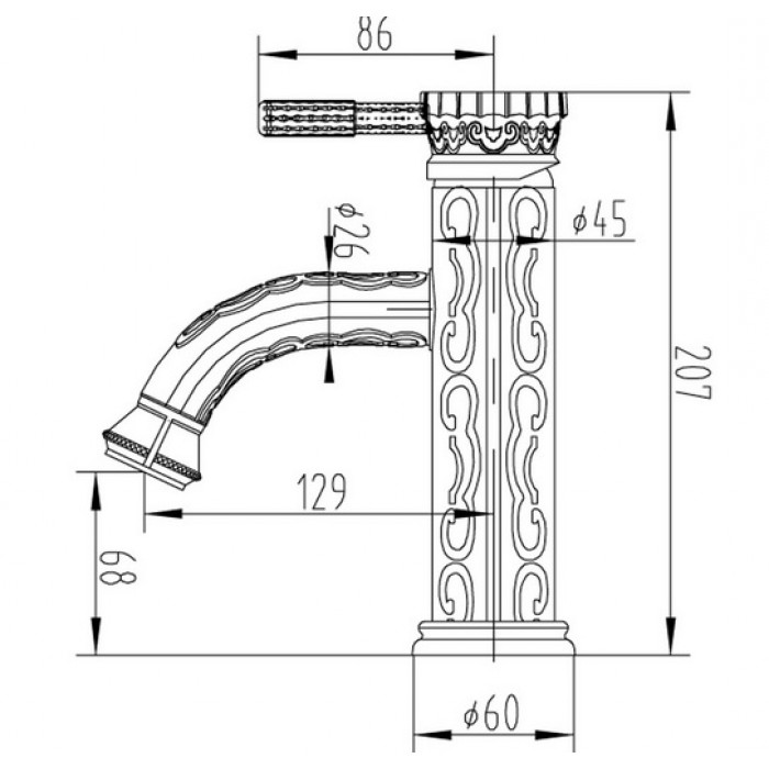 Zorg A 115U-SL Смеситель для кухни Zorg 129 х 207 мм  - Вид №2