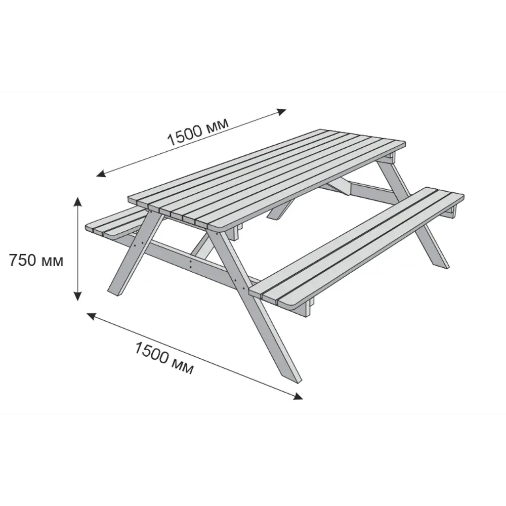 Набор садовой мебели Пикник 150x150x76 см 18856675 STLM-2166372 Santreyd  - Вид №3