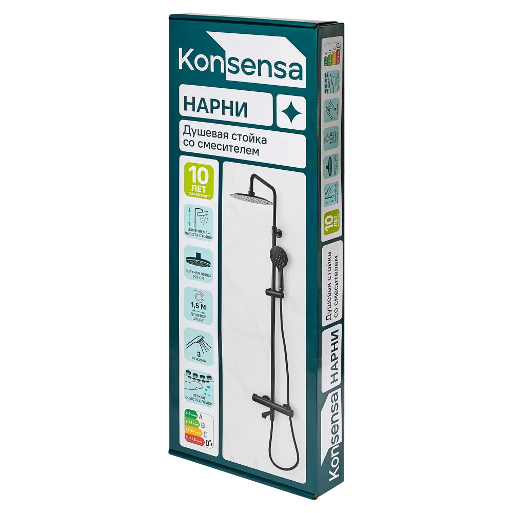 Душевая система KONSENSA Нарни SA3393PC со смесителем 3 режима цвет черный матовый 89397926 STLM-2040164  - Вид №11