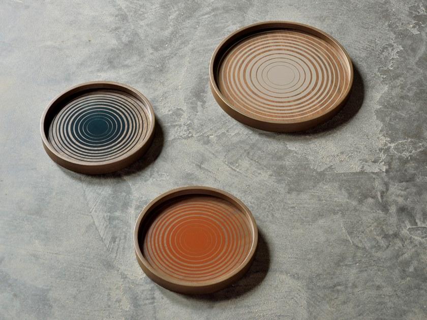 Ethnicraft Круглый поднос из дерева и стекла Linear flow 20928 - Вид №3