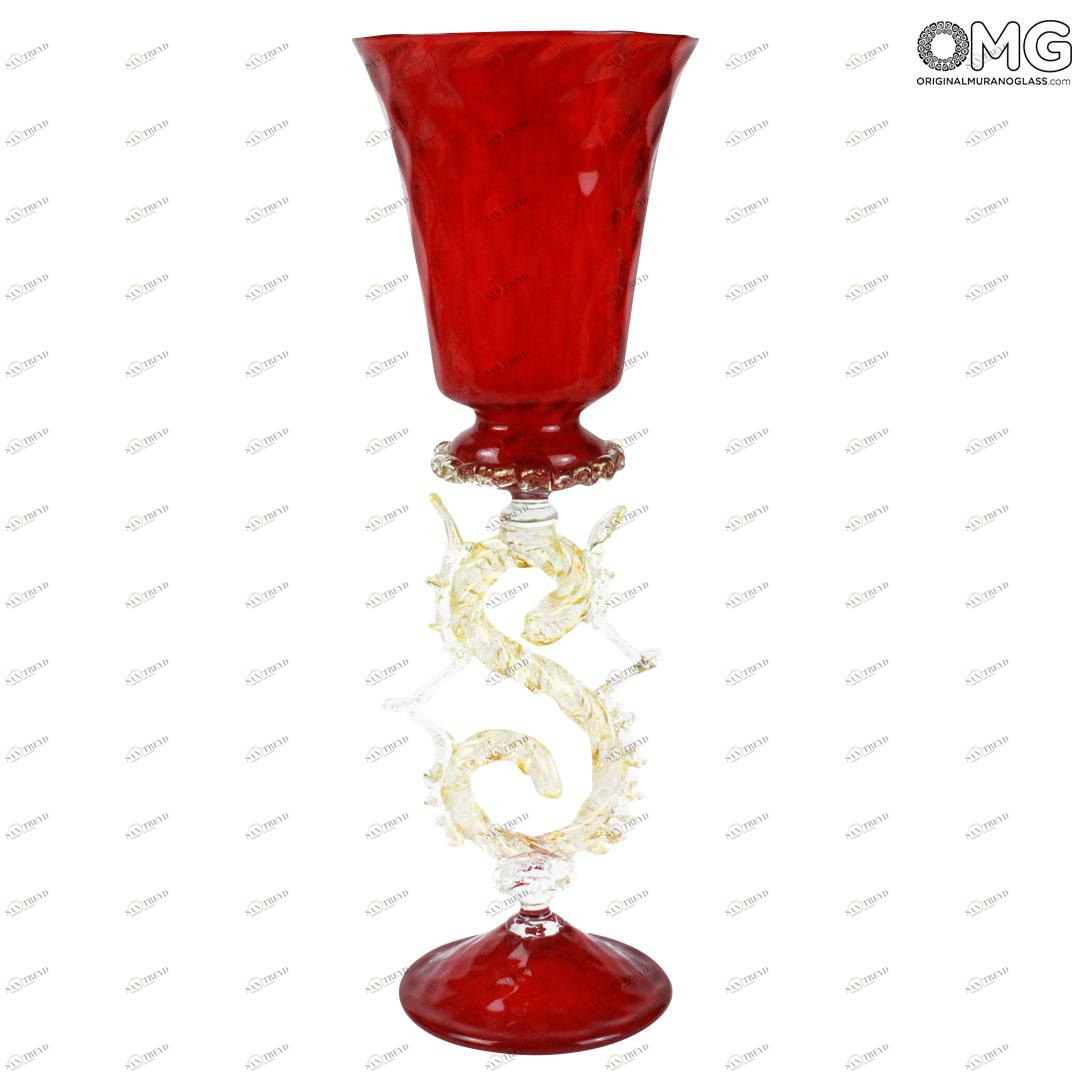 1012 ORIGINALMURANOGLASS Венецианский Красный бокал Rosso S Dorato - муранское стекло OMG 10 см 