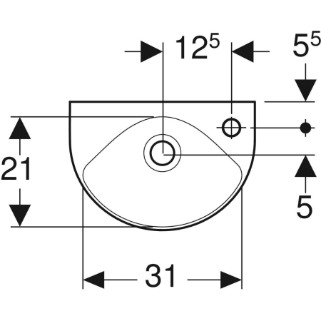 500.374.01.1 Раковина Geberit Renova с укороченным вылетом Geberit  - Вид №2