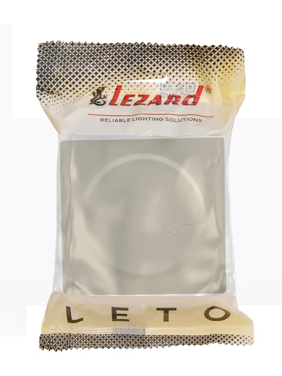 LETO Розетка с/з с крышкой ПБТ крем LEZARD 752-0300-123B - Вид №1
