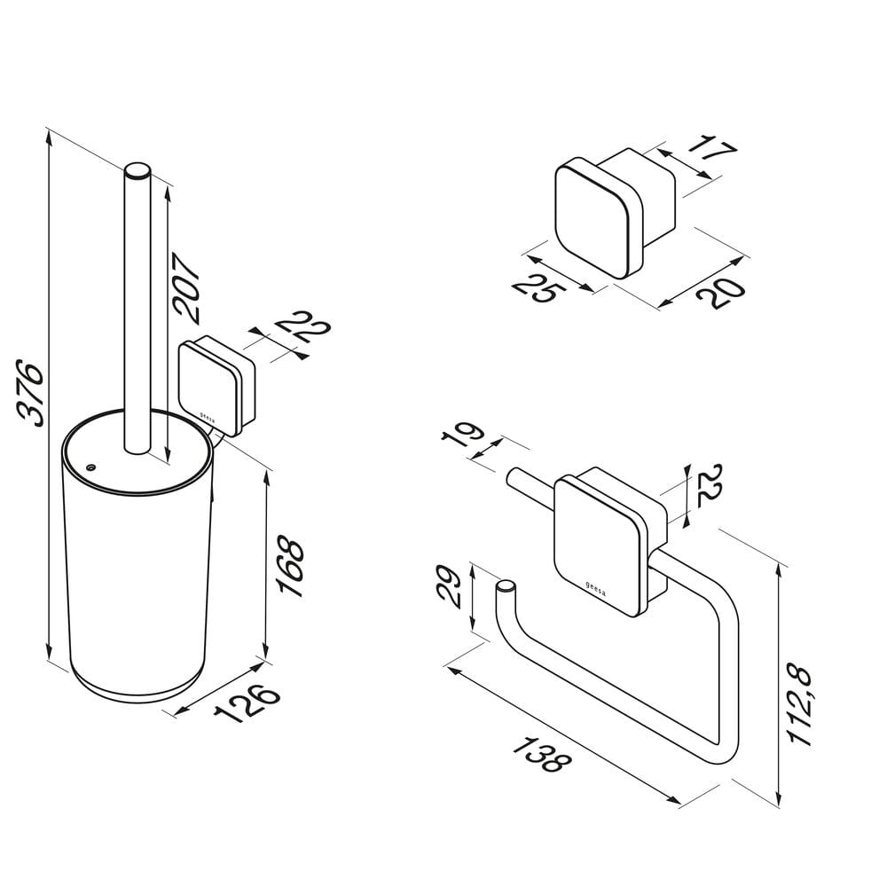 Набор для ванной комнаты из нержавеющей стали Geesa Топаз ARCH-00091035 - Вид №3