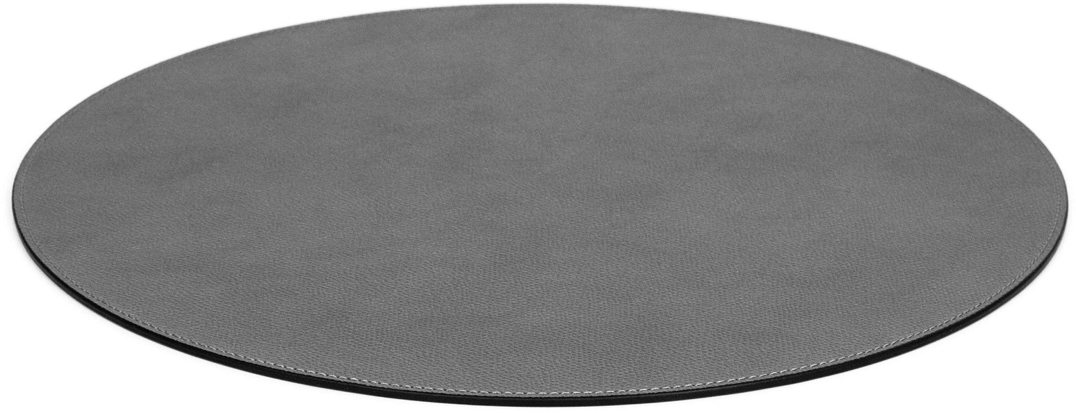 Круглый коврик для столовых приборов - Ø 35 см / зернистая кожа_белый