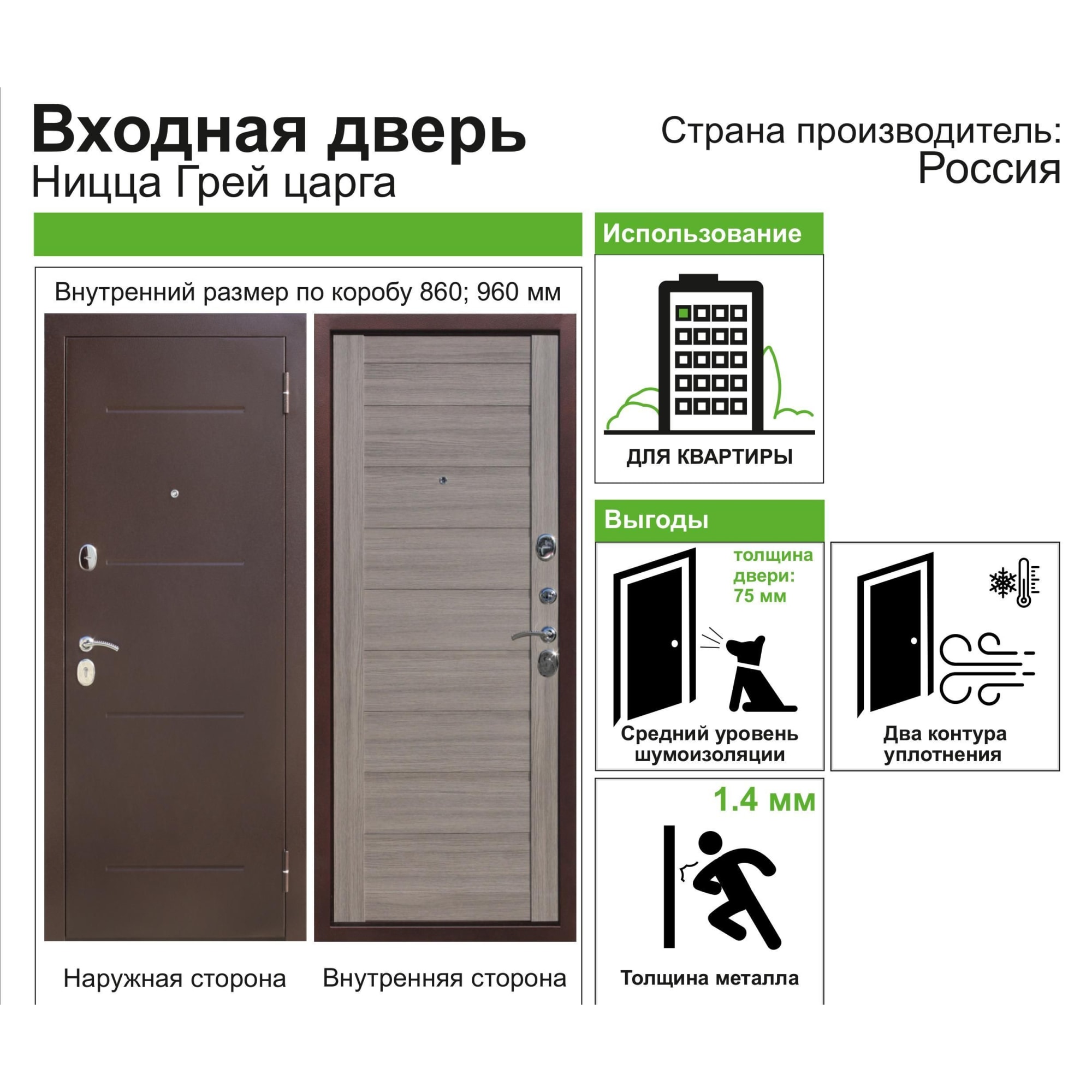 82120553 Дверь входная металлическая Ницца, 860 мм, левая, цвет грей царга Santreyd  - Вид №10