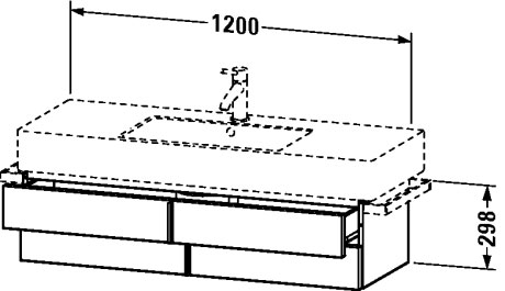 VE621509191 Тумбочка подвесная Vero #VE6215 1200 x 446 мм Серо-коричневый декор Duravit - Вид №1