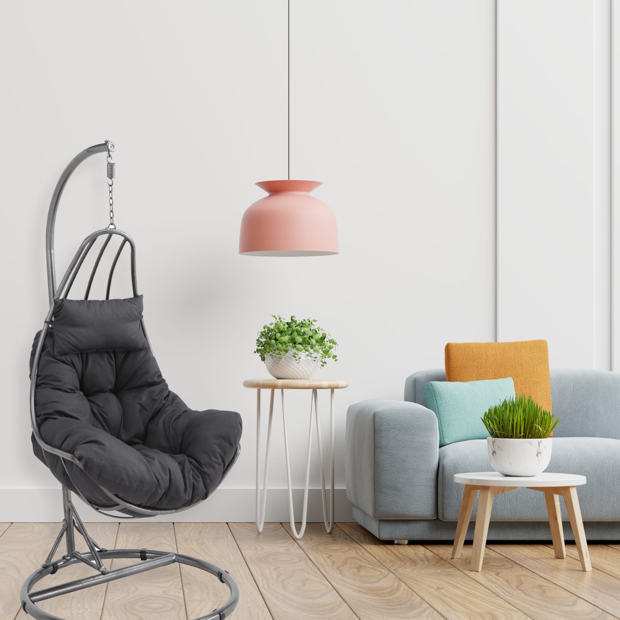 82467034 Кресло подвесное 77х70х190 см сталь темно-серый с опорой Santreyd  - Вид №1