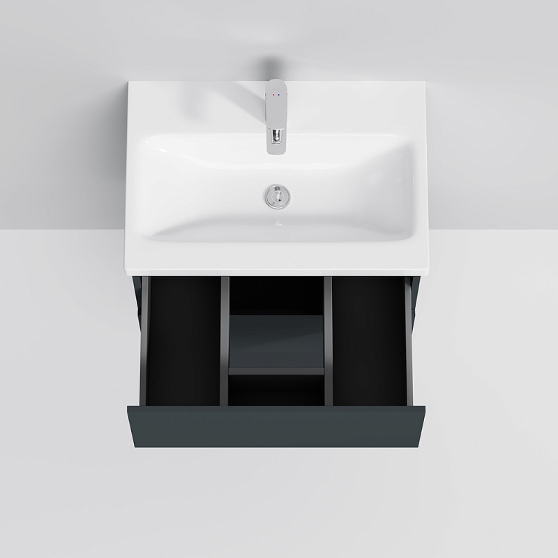 M90FHX06022GM База под раковину подвесная 60 см 2 ящика push-to-open графит матовый AM.PM Gem - Вид №2