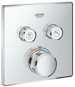 Внешняя часть термостатического смесителя на 2 выхода GROHE Grohtherm SmartControl, хром (29124000)