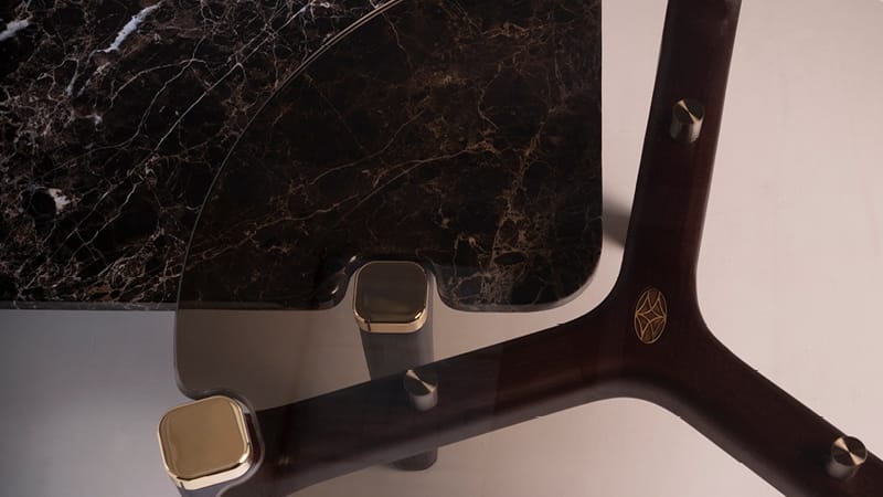 Круглый деревянный и стеклянный журнальный столик OPERA CONTEMPORARY THIERRY ARCH-00018178