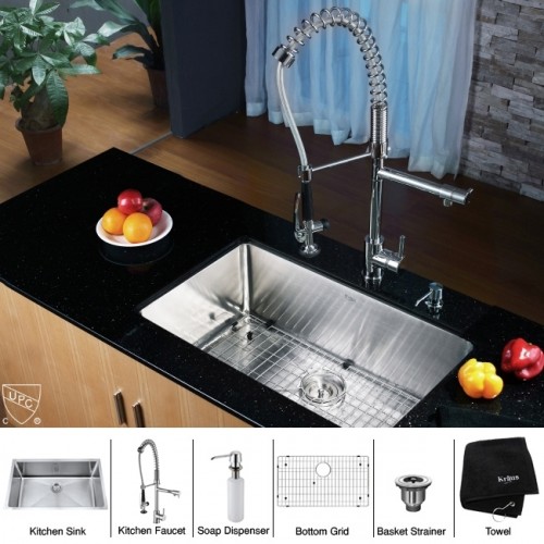 KHU100-30-KPF1602CH-KSD33CH Накладная раковина на столешницу  прямоугольная Krausru  - Вид №2